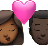 亲吻: 女人男人中等-深肤色较深肤色emoji素材一 160x160像素