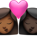 亲吻: 女人女人中等-深肤色较深肤色emoji素材一 160x160像素