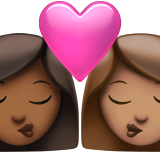 亲吻: 女人女人中等-深肤色中等肤色emoji素材一 160x160像素