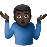 男人耸肩:深色肤色emoji素材一 160x160像素