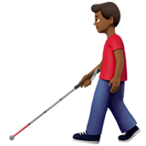 拿拐杖的男人:中黑肤色emoji素材一 160x160像素