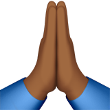 双手合十、祈祷的手:中等深色肤色emoji素材一 160x160像素