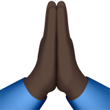 双手合十、祈祷的手:深色肤色emoji素材一 160x160像素