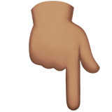指向下方的手:中等肤色emoji素材一 160x160像素