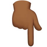 指向下方的手:中深色肤色emoji素材一 160x160像素