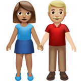 男女牵手:中等肤色,中等肤色emoji素材一 160x160像素