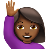 举手的女人:中等深色肤色emoji素材一 160x160像素