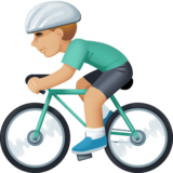 个人骑车：中等浅肤色emoji素材一 160x160像素