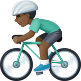 个人骑车：深色肤色emoji素材一 160x160像素