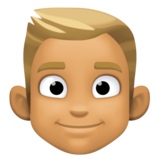 男士:中等肤色,金发emoji素材一 160x160像素