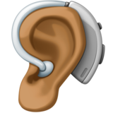 带助听器的耳朵:中等深色肤色emoji素材一 160x160像素