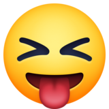 眯眼伸舌头笑脸emoji素材一 160x160像素