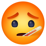 嘴巴含着温度计的脸emoji素材一 160x160像素