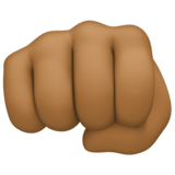 迎面而来的拳头:中黑肤色emoji素材一 160x160像素