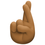 交叉的手指、比心:中黑肤色emoji素材一 160x160像素