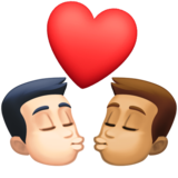 亲吻: 男人男人较浅肤色中等肤色emoji素材一 160x160像素