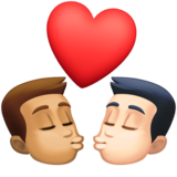 亲吻: 男人男人中等肤色较浅肤色emoji素材一 160x160像素