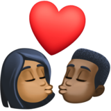亲吻: 女人男人中等-深肤色较深肤色emoji素材一 160x160像素