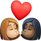 亲吻: 女人女人中等-浅肤色较深肤色emoji素材一 160x160像素