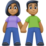 男女牵手:中深色肤色emoji素材一 160x160像素