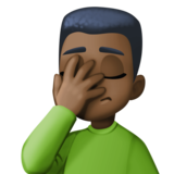 单手捂脸的男人:深色肤色emoji素材一 160x160像素