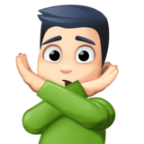 打“不”手势的男人:浅肤色emoji素材一 160x160像素