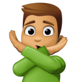 打“不”手势的男人:中等肤色emoji素材一 160x160像素