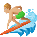 男子冲浪:中浅肤色emoji素材一 160x160像素