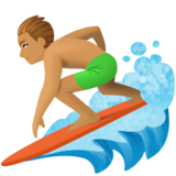 男子冲浪:中等肤色emoji素材一 160x160像素