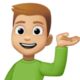 单手举起的男人:中等浅肤色emoji素材一 160x160像素