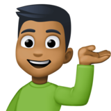 单手举起的男人:中等深色肤色emoji素材一 160x160像素