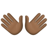 张开双手:深色肤色emoji素材一 160x160像素