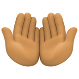 手掌向上:中等肤色emoji素材一 160x160像素