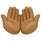 掌心向上:中黑肤色emoji素材一 160x160像素