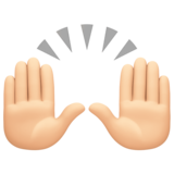 举手:浅肤色emoji素材一 160x160像素
