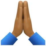 双手合十、祈祷的手:中等深色肤色emoji素材一 160x160像素