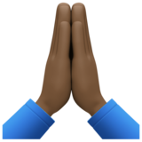 双手合十、祈祷的手:深色肤色emoji素材一 160x160像素