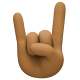 摇滚标志手:中黑肤色emoji素材一 160x160像素