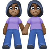 女性牵手:深色肤色emoji素材一 160x160像素