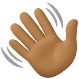 挥手:中黑肤色emoji素材一 160x160像素