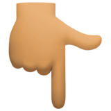 指向下方的手:中等肤色emoji素材一 160x160像素