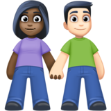 男女牵手：深色肤色，浅色肤色emoji素材一 160x160像素