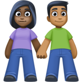 男女牵手:深色肤色,中深色肤色emoji素材一 160x160像素