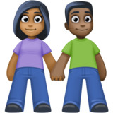 男女牵手:中深色肤色,深色肤色emoji素材一 160x160像素