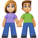 男女牵手:中浅肤色,中浅肤色emoji素材一 160x160像素