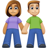 男女牵手:中等肤色,中等肤色emoji素材一 160x160像素
