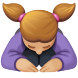 女性鞠躬:中等浅肤色emoji素材一 160x160像素