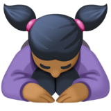 女性鞠躬:中黑肤色emoji素材一 160x160像素