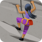 女子攀岩:中黑肤色emoji素材一 160x160像素