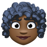 女人:深色肤色,卷发emoji素材一 160x160像素